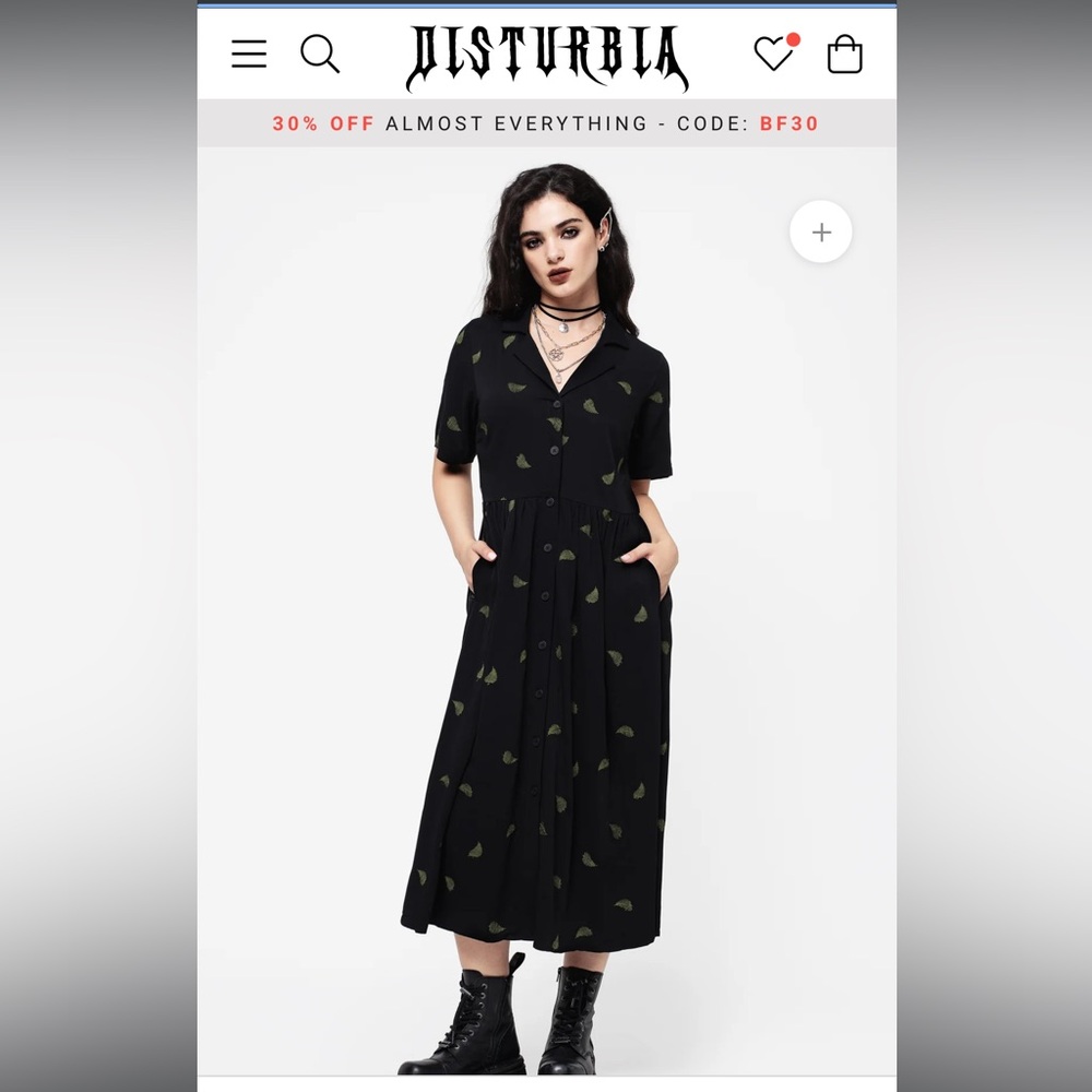 Osmunda Fern Embroidered Midi Shirt Dress
